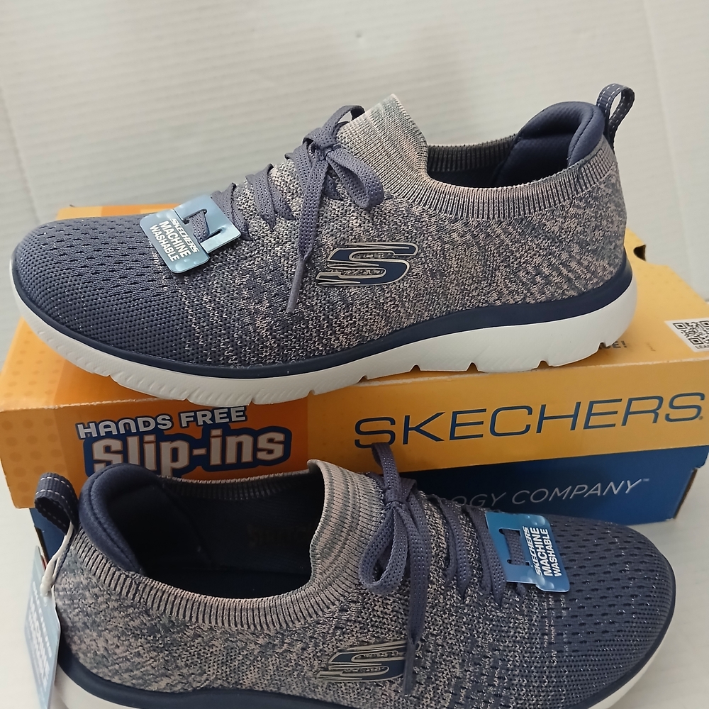 Skechers Kids' Navy Knit Slip-On Athletic Shoes